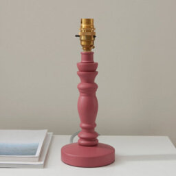 Loops Satin Pink Clay Table Lamp Base With Aged Brass Accent - B22 Compatible Led - thumbnail 2