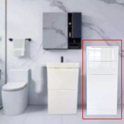 D Pro T Bathrooms 350mm Slimline High Gloss White Bathroom Cabinet 1200mm Tall, Floor Standing, Soft Close Drawers & Door - image 1