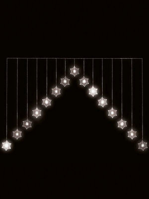 Snowtime Snowflake 'v' Christmas Curtain Light - In Or Outdoor - 1.2M Warm White Leds - image 1