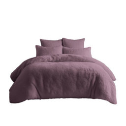 Teddy Bear Fleece Soft Cosy Duvet Cover + Pillow Case Set Lilac - thumbnail 2
