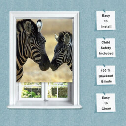 Lister Cartwright Photographic Blackout Roller Blinds For Bedroom Windows - (120 X 140 Cm) - Zebras - thumbnail 3
