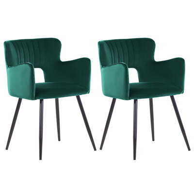 Beliani Set Of 2 Dining Chairs Sanilac Velvet Emerald Green - image 1
