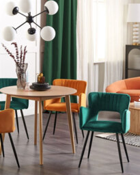Beliani Set Of 2 Dining Chairs Sanilac Velvet Emerald Green - thumbnail 2
