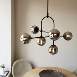 Luminosa Lighting Luminosa Trieste Globe Pendant Ceiling Light Matt Black, Smoked Mirror Glass - thumbnail 4