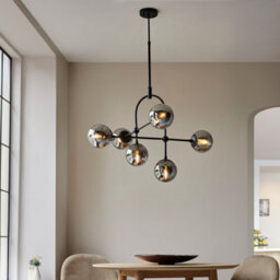 Luminosa Lighting Luminosa Trieste Globe Pendant Ceiling Light Matt Black, Smoked Mirror Glass - thumbnail 3