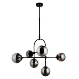 Luminosa Lighting Luminosa Trieste Globe Pendant Ceiling Light Matt Black, Smoked Mirror Glass - thumbnail 6