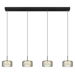 Luminosa Lighting Luminosa Fogsy Bar Pendant Ceiling Light Matt Black Smoke Glass Shade 4X Led 4000K - thumbnail 3