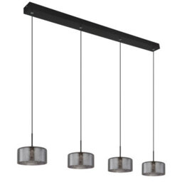 Luminosa Lighting Luminosa Fogsy Bar Pendant Ceiling Light Matt Black Smoke Glass Shade 4X Led 4000K - thumbnail 2