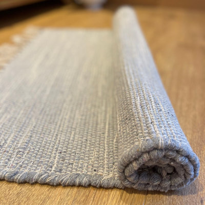 Second Nature Online Hush Hand Loomed Soft Cotton Rug In Muted Colours / 60 X 210 Cm / Pale Grey - image 1