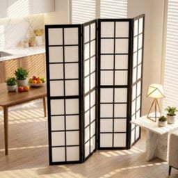 Homcom Indoor Room Partition, 4 Panel Folding Room Divider, Black - thumbnail 9