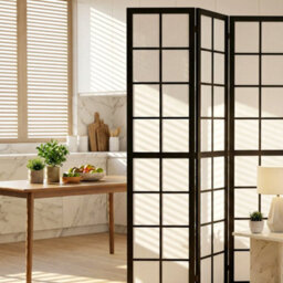 Homcom Indoor Room Partition, 4 Panel Folding Room Divider, Black - thumbnail 8