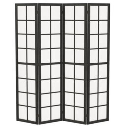 Homcom Indoor Room Partition, 4 Panel Folding Room Divider, Black - thumbnail 2
