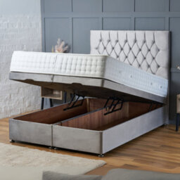 Bsspoke Divan Ottoman Bed Pink Velvet With Free Mattress & 54Inch Chesterfield Headboard End Lift Up Storage 4Ft 5Ft 6Ft - thumbnail 3