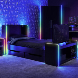 X Rocker X-Rocker Electra Rgb Single Gaming Bed With Underbed Storage Drawers, Neo Motion Sync Lighting With 90X190Cm Mattress - Black - thumbnail 2