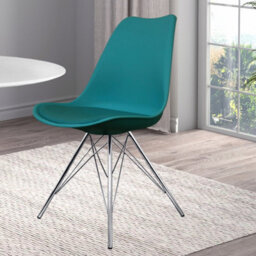 Fusion Living Soho Teal Plastic Dining Chair With Chrome Metal Legs - thumbnail 2