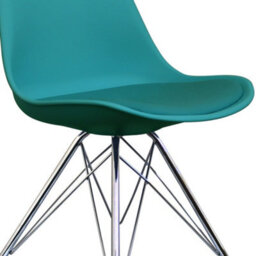 Fusion Living Soho Teal Plastic Dining Chair With Chrome Metal Legs - thumbnail 3