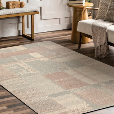 RugsX Flux 461.43.ae200 Wool Carpet Osta - Geometric, Structural, Loft Cream Pink 160X230 Cm - image 1