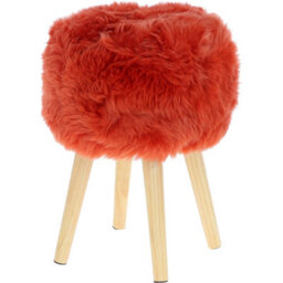 Fenland Sheepskin Fenland's Real Sheepskin Handmade Stool Burnt Orange With Wooden Legs - (H) 50Cm (Diameter) 39Cm - thumbnail 4