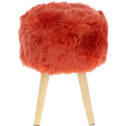 Fenland Sheepskin Fenland's Real Sheepskin Handmade Stool Burnt Orange With Wooden Legs - (H) 50Cm (Diameter) 39Cm - thumbnail 3