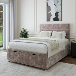 Bedmaster Silver Chenille Ottoman Divan Base And Lined Headboard Double - thumbnail 2