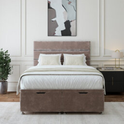 Bedmaster Silver Chenille Ottoman Divan Base And Lined Headboard Double
