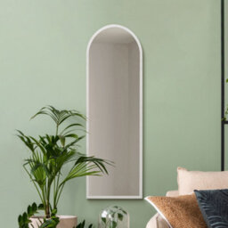 Mirroroutlet The Arcus White Metal Framed Arched Wall Mirror 120Cm X 40Cm