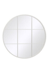 Mirroroutlet The Circulus White Metal Framed Round Window Wall Mirror 80Cm X 80Cm - thumbnail 2