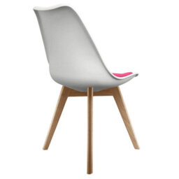 Fusion Living Soho White & Bright Pink Plastic Dining Chair With Squared Light Wood Legs - thumbnail 4