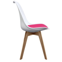 Fusion Living Soho White & Bright Pink Plastic Dining Chair With Squared Light Wood Legs - thumbnail 5