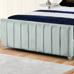 UKBEDFURNITURE Empire Wingback Grey Plush Valvet Upholstered Bed Frame Only - Slatted Base - 48 Inch Headboard - thumbnail 3