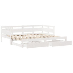 Berkfield Daybed With Trundle And Drawers Without Mattress White 80X200 Cm - thumbnail 3