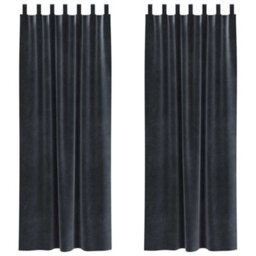 Berkfield Modern Blackout Curtains With Hanging Loops 2 Pcs Dark Grey Velvet
