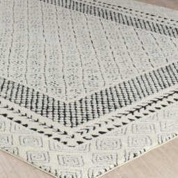Livabliss Freud-Modern Ivory Black High Pile Living Dining Bedroom Rug 120 X 170 Cm Easy Care, Non Shedding - thumbnail 6