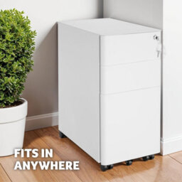 Tectake Filing Cabinet Parvus - Powdered Steel, 3 Drawers (1 For Hanging Files), Locking - 1 - White - thumbnail 8