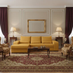 Virago Corner Sofa Bed For Living Room Foam Seat Wavy Springs Wood Legs With Storage Cushions 285X165X90 Mustard Left - thumbnail 2