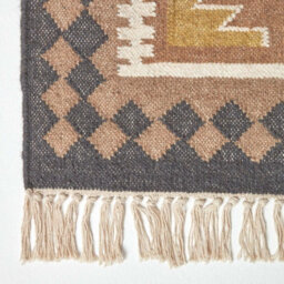 Homescapes Jaipur Handwoven Brown And Orange Patterned Kilim Wool Rug, 90 X 150 Cm - thumbnail 3