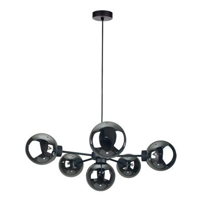 Luminosa Lighting Luminosa Kaliope Globe Ceiling Light Black Smoky Glass Shade 6X E27 - image 1