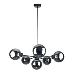 Luminosa Lighting Luminosa Kaliope Globe Ceiling Light Black Smoky Glass Shade 6X E27 - thumbnail 1