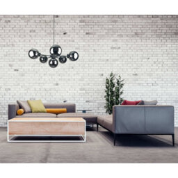 Luminosa Lighting Luminosa Kaliope Globe Ceiling Light Black Smoky Glass Shade 6X E27 - thumbnail 2