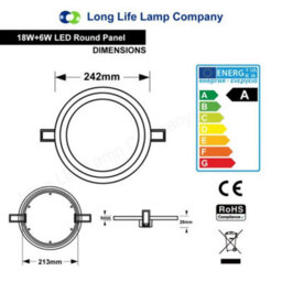 Long Life Lamps Company 18W Recessed Ceiling Led Round Ring Panel Blue - thumbnail 2