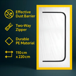 SolaDirect 2 X Dust Door With Zip 110 X 220Cm - Renovation Dust-Barrier Curtain For Doorways - Double-Sided Zipper - Tape Mount - Trim To Fit - thumbnail 6