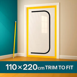 SolaDirect 2 X Dust Door With Zip 110 X 220Cm - Renovation Dust-Barrier Curtain For Doorways - Double-Sided Zipper - Tape Mount - Trim To Fit - thumbnail 7