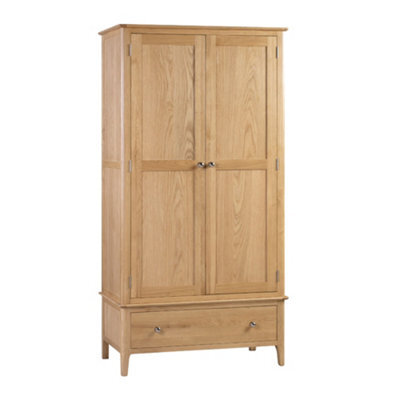 Oakham Premium Oakmere 2 Door & 1 Drawer Wardrobe In Natural Satin Lacquer - image 1
