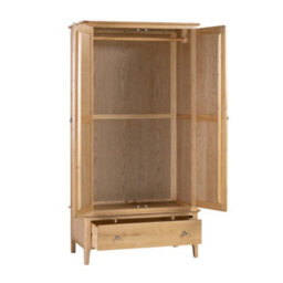 Oakham Premium Oakmere 2 Door & 1 Drawer Wardrobe In Natural Satin Lacquer - thumbnail 2