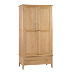 Oakham Premium Oakmere 2 Door & 1 Drawer Wardrobe In Natural Satin Lacquer - thumbnail 1