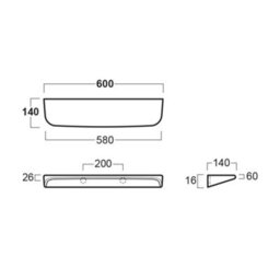 Plum&clay Bellio Wall Hung Ceramic Bathroom Shelf (W)600mm - thumbnail 2