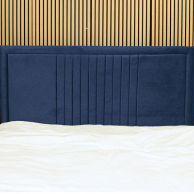 "Urban Textures - Veneto Luxury 20"" High Plush Velvet Fabric Upholstered Line Headboard - Navy" - image 1