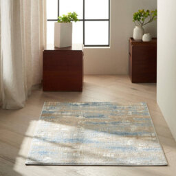 Blue Beige Abstract Modern Easy To Clean Rug For Living Room Bedroom And Dining Room-122Cm X 183Cm - thumbnail 3