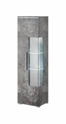 Arte Elegant Schiefer India 05 Tall Display Cabinet, Left Door, Glass & Wood Shelves, Optional Led, H1600mm W450mm D350mm - thumbnail 1