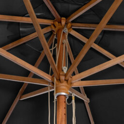 Styx 3M X 2M Deluxe Wooden Parasol In Black - thumbnail 4